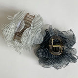 Daiiibabyyy  1PC Elegant Polka Dot Organza Hair Claw Clips Set, 2 - Piece Large Floral - Shaped Hair Accessories For Women Daily Use