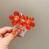Daiiibabyyy  Children's Hair Accessory Bright Flowers Double-headed Rubber Bands Ponytail Hair Tie Blue Color Funny Cute Kawaii Girl Hair Tie