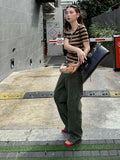 DAIIIBABYYY  -  Women Harajuku Knitted Contrast Color Stripe Tops Y2k Aesthetic Sexy Slash Neck Tees Summer Slim Fit Streetwear Grunge Tshirts