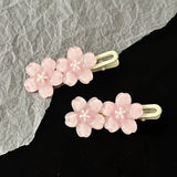 Daiiibabyyy  Jelly Cherry Blossom Hair Clips Pink Blue Flower Hairpins for Girl Romantic Wave Side Bangs Barrettes Kawaii BB Hair Accessories