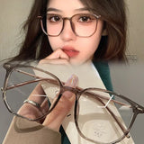 Daiiibabyyy   -  Retro Square Frame Oversized Anti Blue Light Glasses Office Computer Read Versatile Anti Radiation Video Gaming Eyewear Goggles