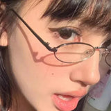 DAIIIBABYYY  -  Y2K Metal Oval Shades Glasses for Women Men Fashion Sunglasses 2024 Unisex Eyeglasses Frames Uv400 Fashion Eyewear Glasses