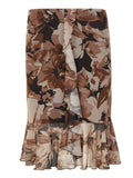 Daiiibabyyy  American Vintage Flower Print Ruffles Gauze Patchwork Low Waist Mid-length Skirts