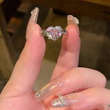 DAIIIBABYYY  -  Light Luxury Heart-Shaped Zircon Ring Opening Design Female Sweet Cool Versatile Personalized Ring Niche High-End Fashionable