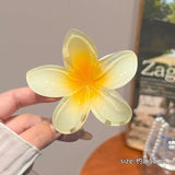 Daiiibabyyy  Bohemian Flower Hair Claw Clip For Women Sweet Floral Hair Claws Crab Clamp Barrettes Hawaiian Headwear Beach Accessories Girl