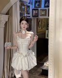 DAIIIBABYYY  -  Sweet Spaghetti Strap Mini Dress for Women Chic Tie Flower Bow Party Dresses Summer Spring Fashion Female Vestidos New Outfits