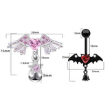 Daiiibabyyy Fashion Heart Shaped Wings Belly Button Rings For Women Girls Sexy Beach Zircon Navel Ring Drop Dangle Body Jewelry