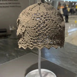 Daiiibabyyy  Japanese Niche Mesh Hollow Flower Pullover Hat Spring and Summer Retro Breathable Hand-woven Fashion Skull Beanie Cap for Women