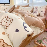 DAIIIBABYYY  -  Bedding Class A All Cotton Face Mask Dormitory Skin friendly Fresh Bed Sheet and Quilt Cover Pure Cotton Four piece Set Three