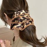 Daiiibabyyy  Women's Hair Tie Fashionable Leopard Print Large Intestine Hair Band Korean Style Scrunchies Versatile Chic Ponytail Hair Tie