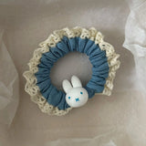 Daiiibabyyy  1PC Blue & Navy Rabbit - Decorated Scrunchies, Lace - Edged Hair Bands, Lovely Hair Accessories for Women