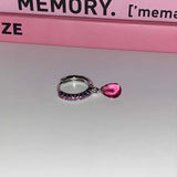 Daiiibabyyy  Stainless Steel Pink Ear Bone Nail for Women Sweet Cute Metal Zircon Water Drop Geometric Stud Earrings Y2K Jewelry Gifts