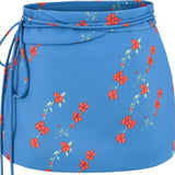 Daiiibabyyy  Vacation Vietnam Low-waist Cross-strap Mini Skirt For Women Summer Fresh Print Slim-fit Bodycon Ultra-short Skirt Elegant H1YO