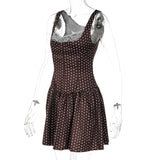 Daiiibabyyy  Women Lace Trimmed Patchwork Floral Polka Dot Camisole Dress Mature And Elegant Short Skirt Suitable For Beach Vacation Dating