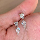 Daiiibabyyy  Tiny Sparkling Water Drop Rhombus Zircon Stud Earrings Men and Women Cool Earbone Nails Fashion Jewelry