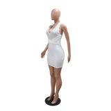 DAIIIBABYYY  -  Sexy Evening Dresses for Women Halter V Neck Backless Diamond Sheath Mini Length Elegant Evening Night Party Club Vestidos Mujer