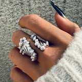 DAIIIBABYYY  -  Fashion Design Spindrift Adjustable Ring Women Trendy Personalized Faux Pearl Wide Face Ring Creative Party Jewelry Accessories