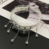 Daiiibabyyy  Korean White Lace Flower Pendant Necklace for Women Elegant Sexy Hollow Neck Strap Clavicle Chain Necklace Jewelry