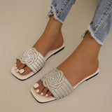 Daiiibabyyy  Women's Slippers Summer New Fashion Open Toed  Roman Shoes for Women Rhinestones Sexy Flat Flip Flops slides Zapatos Mujer