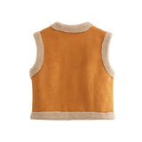 DAIIIBABYYY  -  Autumn Women Faux Sheepskin Fur Waistcoat Loose Lambswool Sleeveless Jacket Warm Vest Short Coat Woman Outerwear