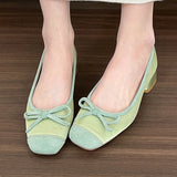 DAIIIBABYYY  -  French Square Toe Bow Flats Shoes 2024 New Autumn Shallow Fairy All-match Gentle Office Dress Low Heels Pumps Female Ballerina