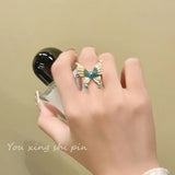 DAIIIBABYYY  -  Blue Butterfly Drip Oil Enamel Open Ring Women's Party Shining Jewelry The Best Gift for A Girlfriend