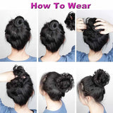 Daiiibabyyy  Straight Synthetic Messy Bun Hair Piece Natural Looking Chignon Hair Extension With Mini Rubber Band Scrunchies Donut Wig Hair