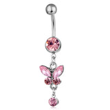 Daiiibabyyy  Y2K Jewelry Stainless Steel Crystal Butterfly Belly Button Rings Sexy Accessory Shiny Body Piercing Korean Charm Belly Piercing