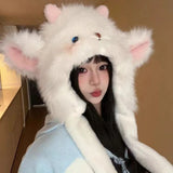 Daiiibabyyy  1pc Cartoon Cute Lamb Ear Moving Fleece-Lined Thickened Winter Warm Cold-Resistant Lei Feng Hat