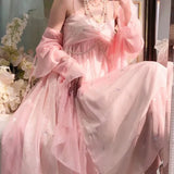 DAIIIBABYYY  -  New Korean Style Romantic Girl's First Love Niche Fashion Waist-hugging Slim Suspender Dress