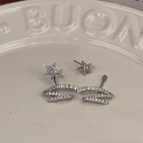Daiiibabyyy  Korea Luxury Sparkling Meteor Ribbon Star Zircon Stud Earrings for Women Silver Tone 2 Ways To Wear Creative Temperament Jewelry
