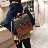 Daiiibabyyy College Style Autumn and Winter Vintage Leather Backpack New All In One Korean Version of High School Students Backpacks women