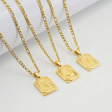 Daiiibabyyy Fashion Initial Pendant Necklace for Women Simple Stainless Steel Cuba Link Charm Letter Square Necklace Men Jewelry Couple Gift