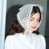 Daiiibabyyy Flower Lace Triangle Scarf Hair Band White Fashion Bandana Turban Headband For Women Headwarp Hair Accessories