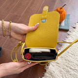 Daiiibabyyy  Luxury Brand Mini Yellow Crossbody Bag for Women Soft PU Leather Shoulder Purse Fashion Cell Phone Flap Pocket Ladies Accessory