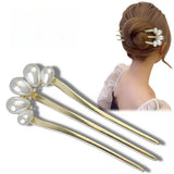 Daiiibabyyy  Metal Pearl Hairpins Metal U-Shaped Hair Clip Pins Vintage Long Thick French Pins Hair Sticks For Women Gifts