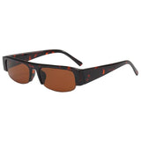 Daiiibabyyy  Japanese Retro Half Frame Rectangular Sunglasses Women Fashion Clear Lens Shades Glasses Sun Protection Anti Blue Light Glasses