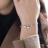 Daiiibabyyy 925 Stamp Silver Color Bracelet for Women Girl Gift Double Layer Lucy Ginkgo Leaves Beads Autumn Jewelry Dropshipping