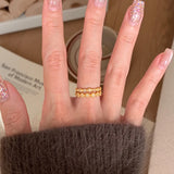 Daiiibabyyy  Vintage Luxury Inlay Crystal Finger Ring for Women Girl Minimalism Round Texture Zircon Light Luxury Design Fashion Jewelry Gift