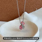 Daiiibabyyy  Natural Stone Necklace with Water Droplet Pendant for Women Adjustable Long Sweater Chain