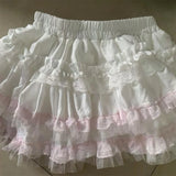 Daiiibabyyy  Patchwork Solid White Pink Woman Cute Ballet Sweet Cake Skirt Lace Y2k Mini Skater High Waisted Korean Fluffy Skirt Hot Girls