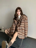 Daiiibabyyy  Middle Length Ladies Jackets Loose Single Breasted Women's Wool & Blends Coat Trendy Autumn Elegant Long Sleeve on Sale Novelty