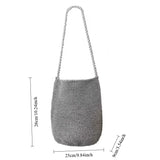 Daiiibabyyy  New Large Capacity Handwoven Bucket Bag Solid Color Boho Metal Line Bucket Bag Straw Design Handmade Crossbody Bag Gifts