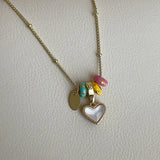 Daiiibabyyy  Cute Romantic Multicolor Enamel Circle Red Heart CZ Zircon Pendant Necklaces for Women Gold Plated Chain Chokers