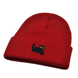 Daiiibabyyy  Sweet Cute Embroidered Cat Knitted Hat Warm Wool Knit Cap Ear Protection Embroidery Winter Caps Sports