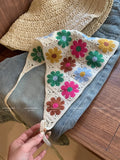 Daiiibabyyy  New Travel Photo Spring New Seaside Atmosphere Hook Flower Triangular Headscarf Women's Pastoral Style Flower Headband