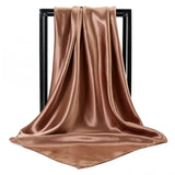 DAIIIBABYYY  -  Imitation Silk Scarf Pure color Women Satin Square Hijab Scarfs For Ladies Luxury Shawl 90*90 Bandana Large Hair Head Scarf