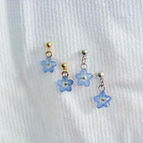 Daiiibabyyy  Tiny Blue Forget Me Not Flower Earrings Simple Dried Floral Earring Jewelry Gifts for Mom, Friends
