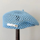 Daiiibabyyy  Summer French Literary Straw Beret Japanese New Hollow Out Breathable Hat Women Face Slim Thin Beanie Painter Hat for Travel