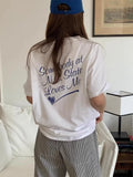 DAIIIBABYYY  -  Korean Back Letter Love Printed T-shirt Women Summer New Style Retro Temperament Loose Color Collision Versatile Top